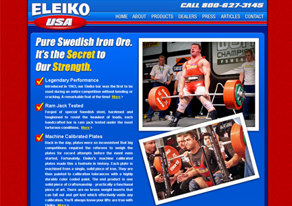 Large Screenshot of Web Design Sample - Titan Strength and Power Eleiko USA Powerlifting Distributor 